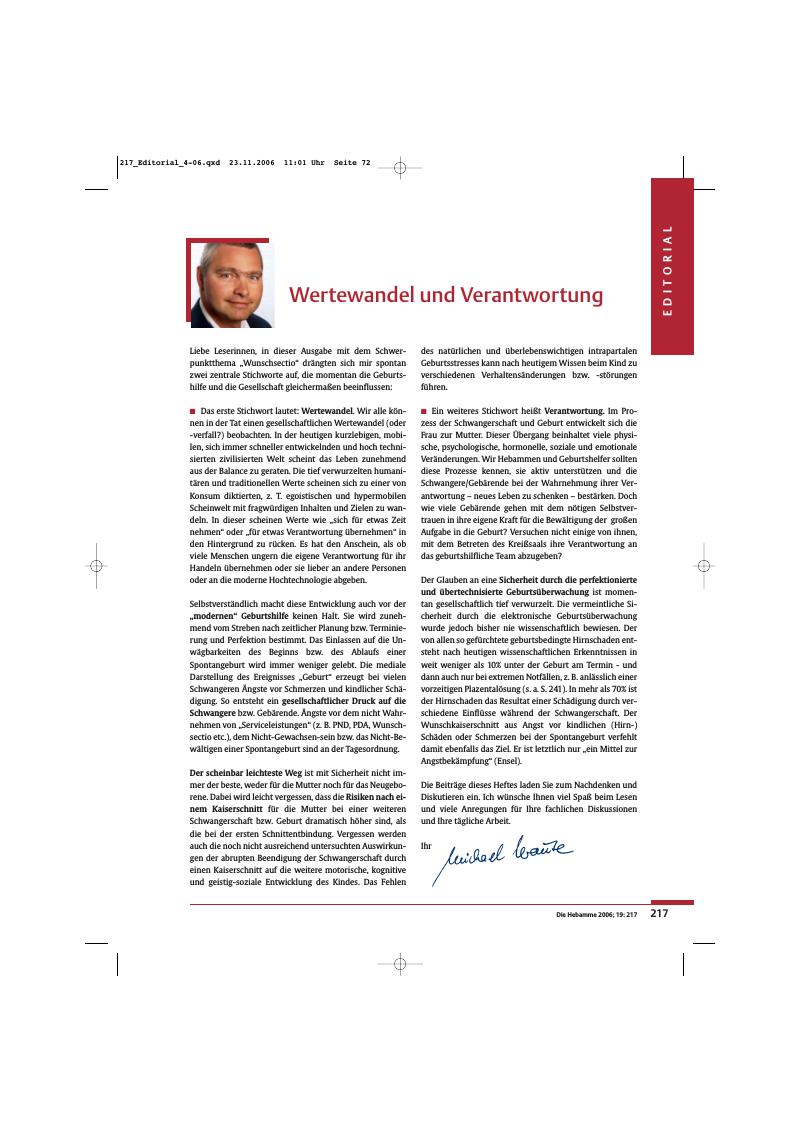 Vorschauseite 1: Wertewandel und Verantwortung