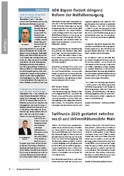 Vorschauseite 1: AOK Bayern fordert dringend Reform der Notfallversorgung
