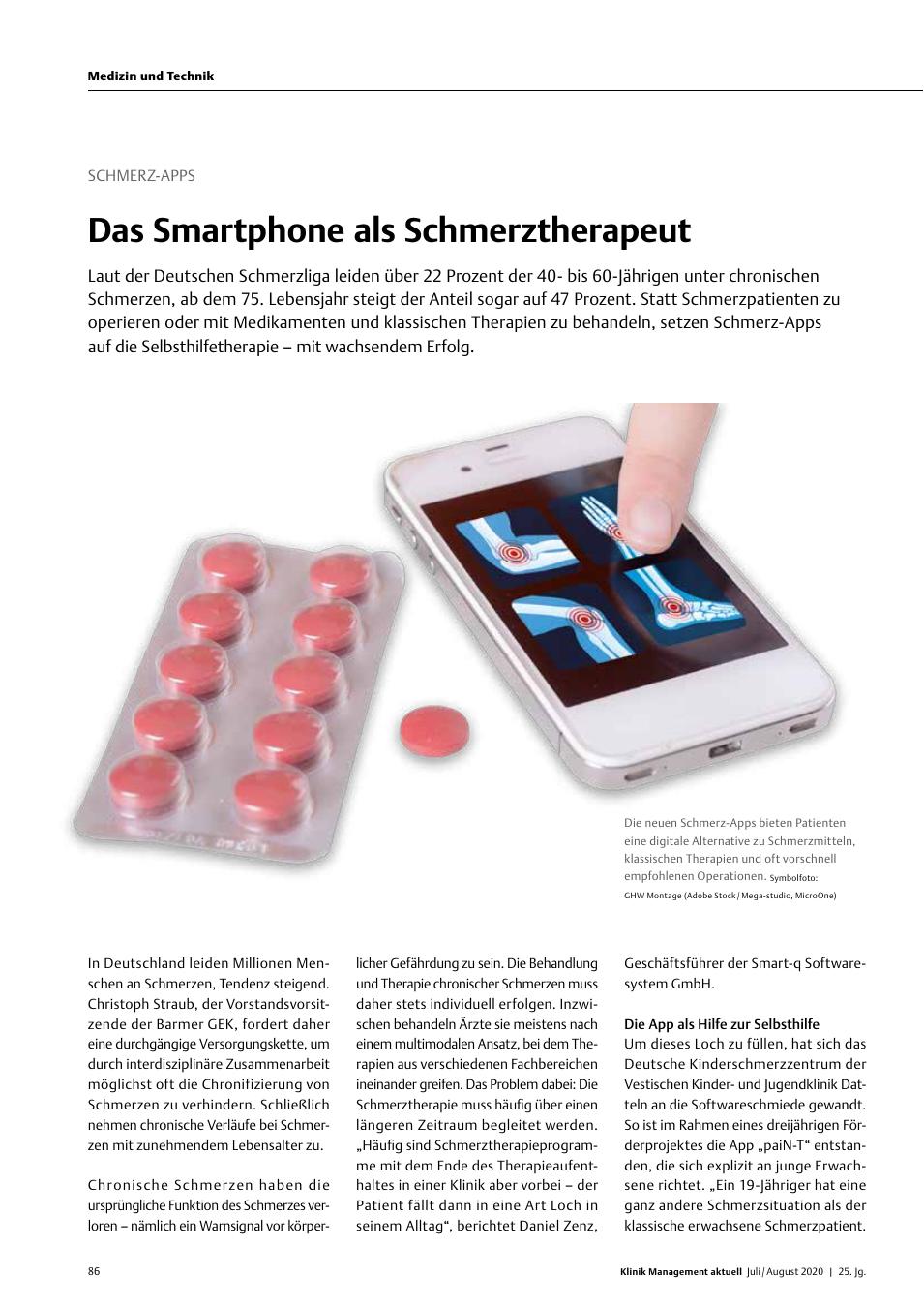 Vorschauseite 1: Schmerz-Apps: Das Smartphone als Schmerztherapeut