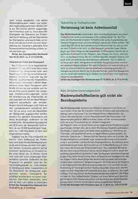 Vorschauseite 2: Versicherungsschutz bei sportlicher Betätigung. Wettkämpfe sind kein Betriebssport.