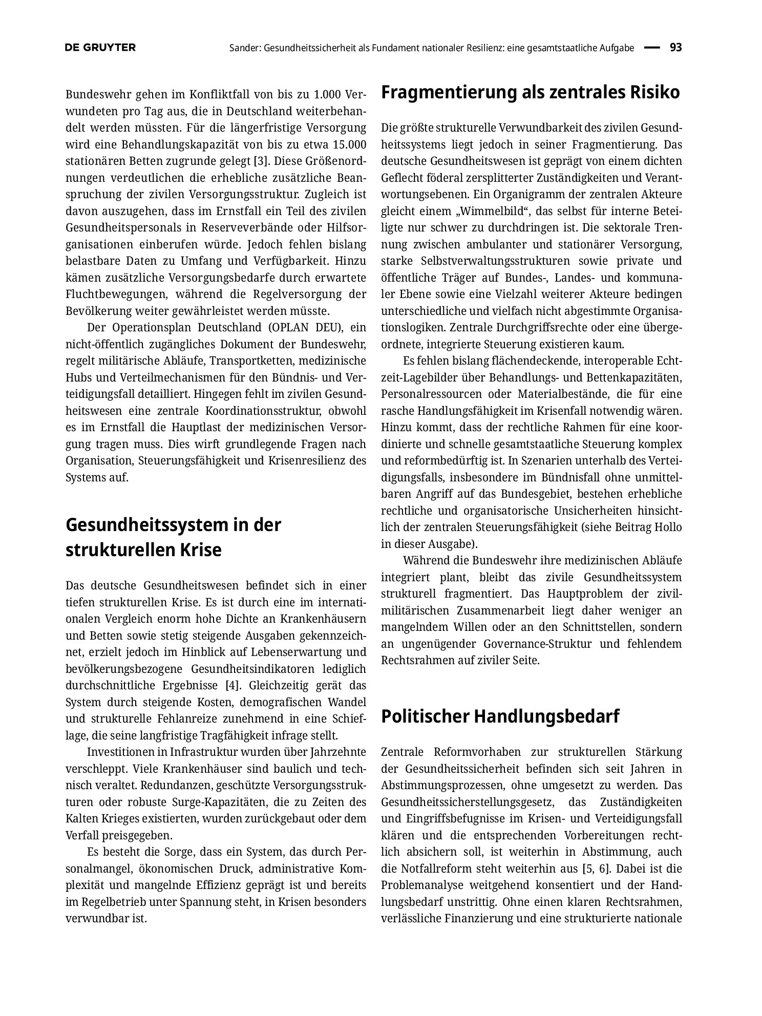 Vorschauseite 2: Gesundheitssicherheit als Fundament nationaler Resilienz: eine gesamtstaatliche Aufgabe