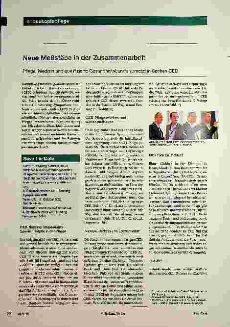 Vorschauseite 1: Neue Maßstäbe in der Zusammenarbeit Pflege, Medizin und qualifizierte Gesundheitsberufe vernetzt in Sachen GED