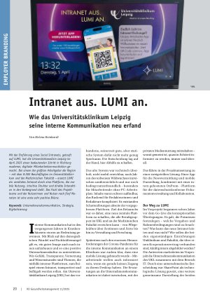 Vorschauseite 1: Intranet aus. LUMI an. Wie das Universitätsklinikum Leipzig seine interne Kommunikation neu erfand