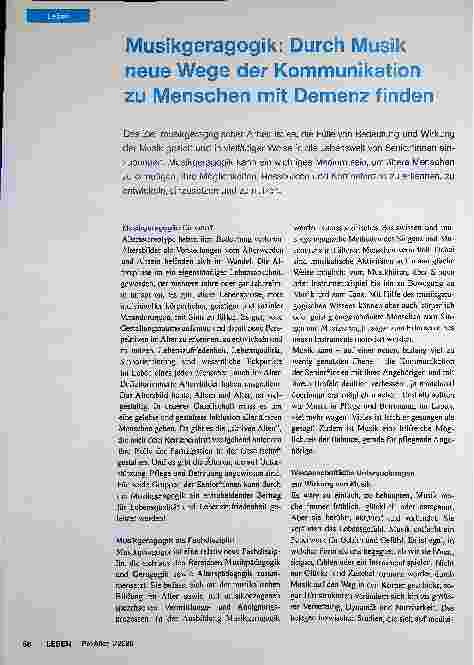 Vorschauseite 1: Musikgeragogik: Durch Musik neue Wege der Kommunikation zu Menschen mit Demenz finden