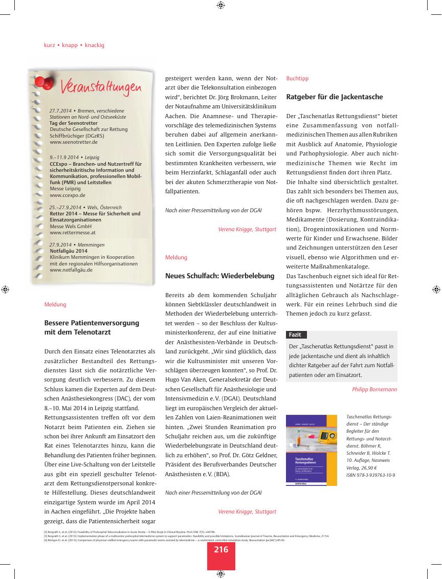Vorschauseite 1: Meldung ? Neues Schulfach: Wiederbelebung