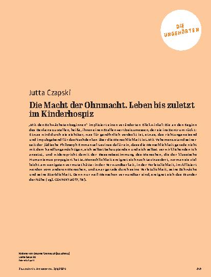 Vorschauseite 1: Die Macht der Ohnmacht. Leben bis zuletzt im Kinderhospiz.