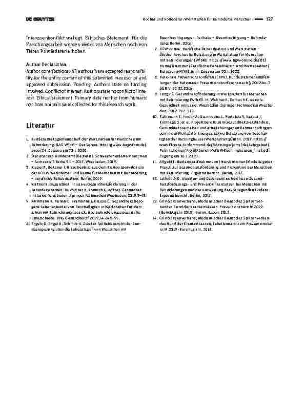 Vorschauseite 3: Werkstätten für behinderte Menschen: gesundheitsförderliche Settings?