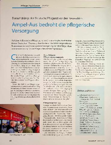 Vorschauseite 1: Pflege-Positionen bis 12/2024: Darauf drängt der Deutsche Pflegerat vor den Neuwahlen. Ampel-Aus bedroht die pflegerische Versorgung.