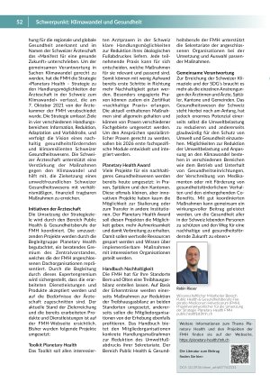 Vorschauseite 3: Planetary Health und die Schweizer Ärzteschaft Nachhaltigkeitsinitiative der Schweizer Ärzteschaf