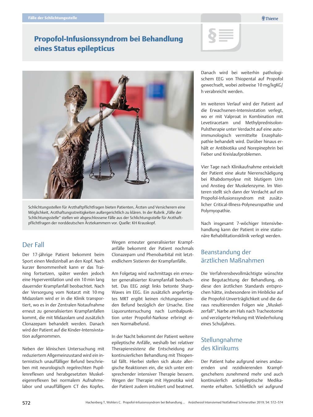 Vorschauseite 1: Propofol-Infusionssyndrom bei Behandlung eines Status epilepticus