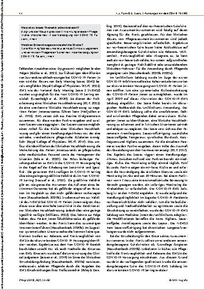 Vorschauseite 2: Erfahrungen von Pflegekräften mit dem COVID-19 Early Warning Score in der akutstationären Versorgung
