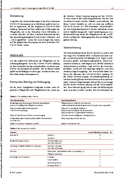 Vorschauseite 3: Erfahrungen von Pflegekräften mit dem COVID-19 Early Warning Score in der akutstationären Versorgung