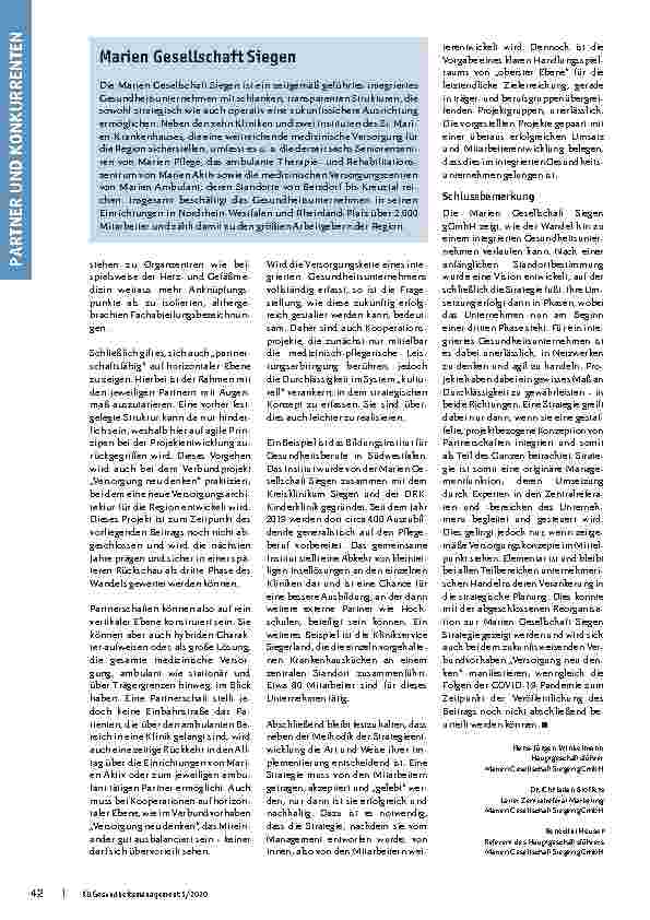 Vorschauseite 3: Integriertes Gesundheitsunternehmen: Partnerschaften auf vertikaler und horizontaler Ebene planvoll gestalten