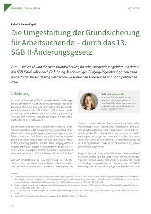 Vorschauseite 1: Die Umgestaltung der Grundsicherung für Arbeitsuchende – durch das 13. SGB II-Änderungsgesetz