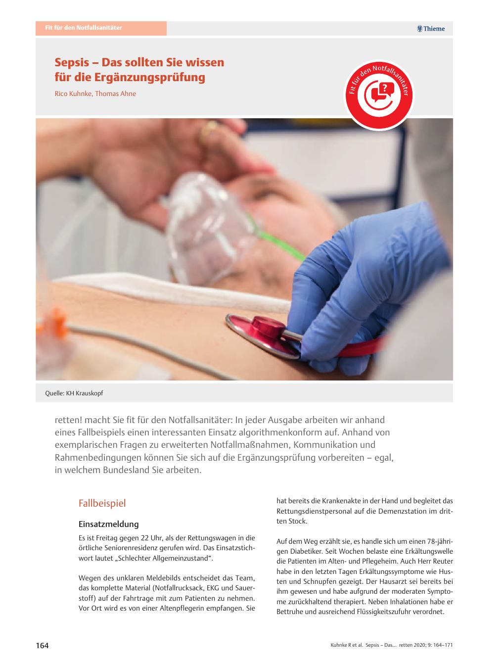 Vorschauseite 1: Sepsis - Das sollten Sie wissen für die Ergänzungsprüfung