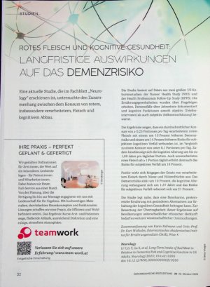 Vorschauseite 1: Rotes Fleisch und kognitive Gesundheit langfristige Auswirkungen auf das Demenzrisiko