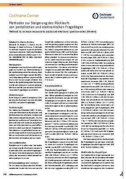 Vorschauseite 1: Methoden zur Steigerung des Rücklaufs von postalischen und elektronischen Fragebögen