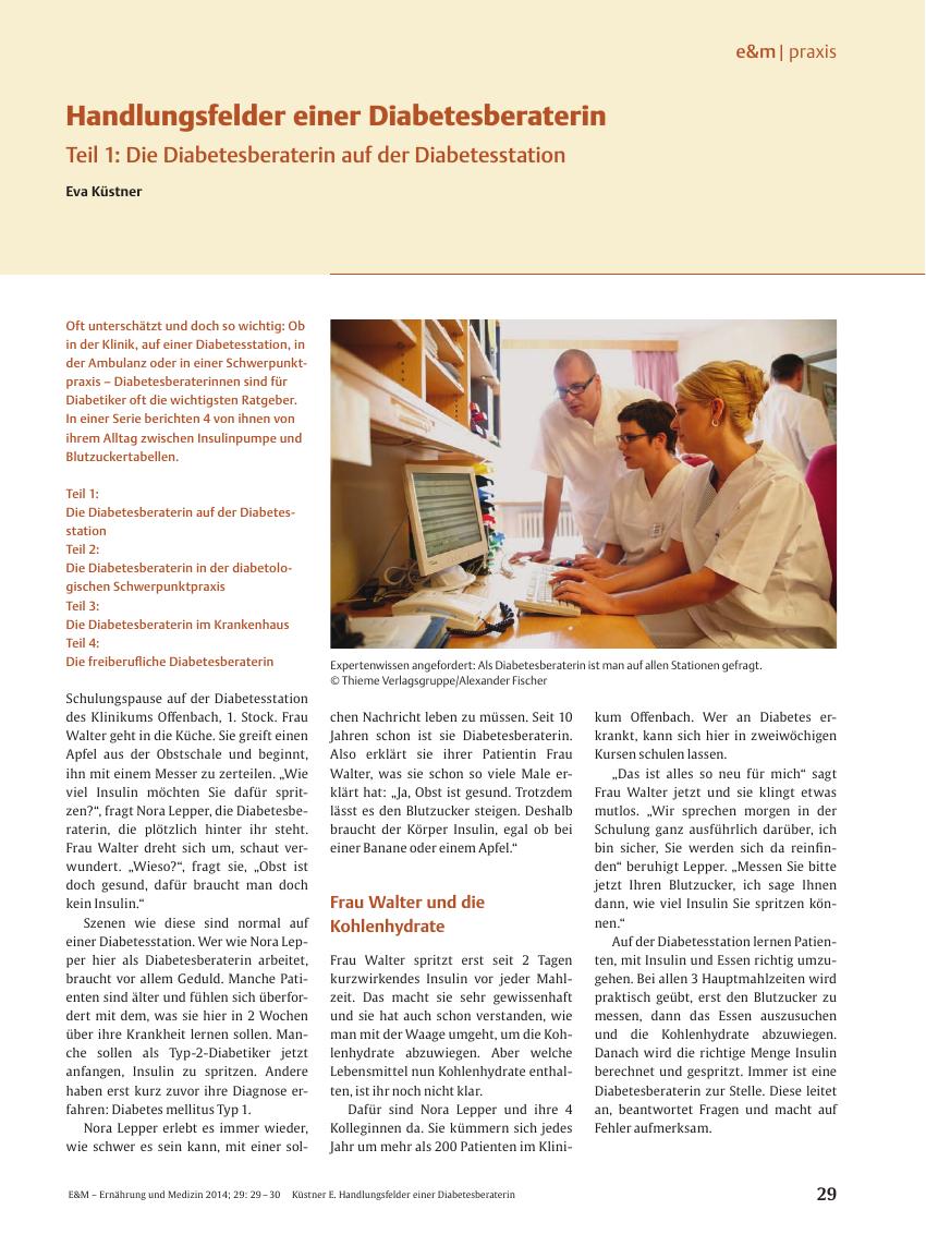 Vorschauseite 1: Handlungsfelder einer Diabetesberaterin