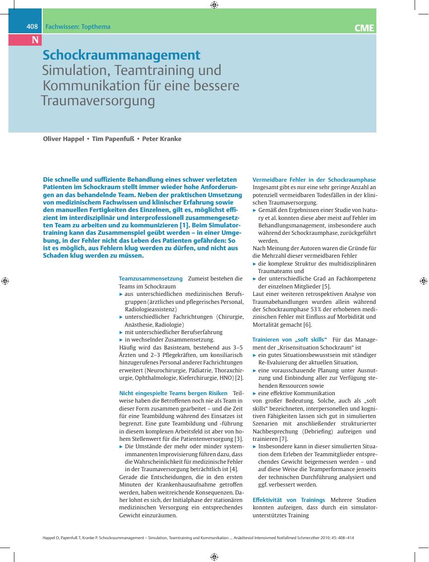 Vorschauseite 1: Schockraummanagement – Simulation, Teamtraining und Kommunikation für eine bessere Traumaversorgung