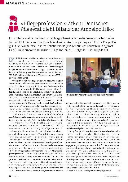 Vorschauseite 1: »Pflegeprofession stärken: Deutscher Pflegerat zieht Bilanz der Ampelpolitik«