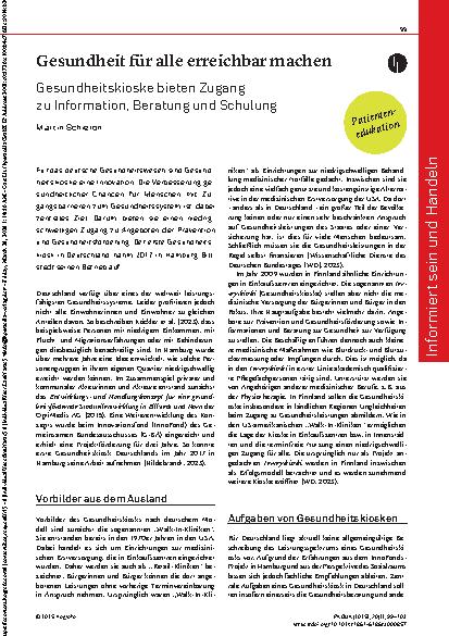 Vorschauseite 1: Gesundheit für alle erreichbar machen Gesundheitskioske bieten Zugang zu Information, Beratung und Schulung
