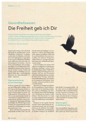 Vorschauseite 1: Gesundheitswesen Die Freiheit geb ich Dir