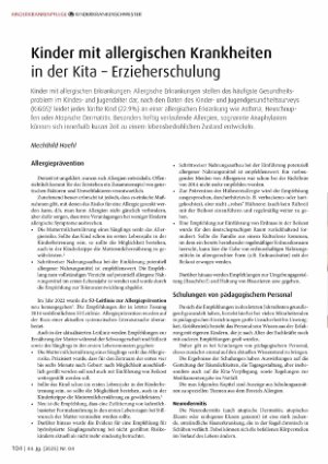 Vorschauseite 1: Kinder mit allergischen Krankheiten in der Kita - Erzieherschulung