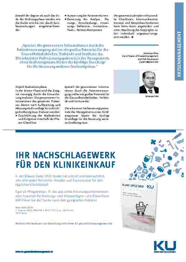Vorschauseite 4: "Vor der Lage sein" Gute Vorbereitung und Antizipation sind Erfolgsfaktoren bei der Umsetzung eines fünfstufigen klinischen Pandemieplans.