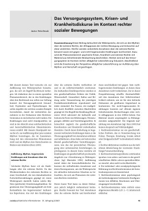 Vorschauseite 1: Das Versorgungssystem, Krisenund Krankheitsdiskurse im Kontext rechter sozialer Bewegungen