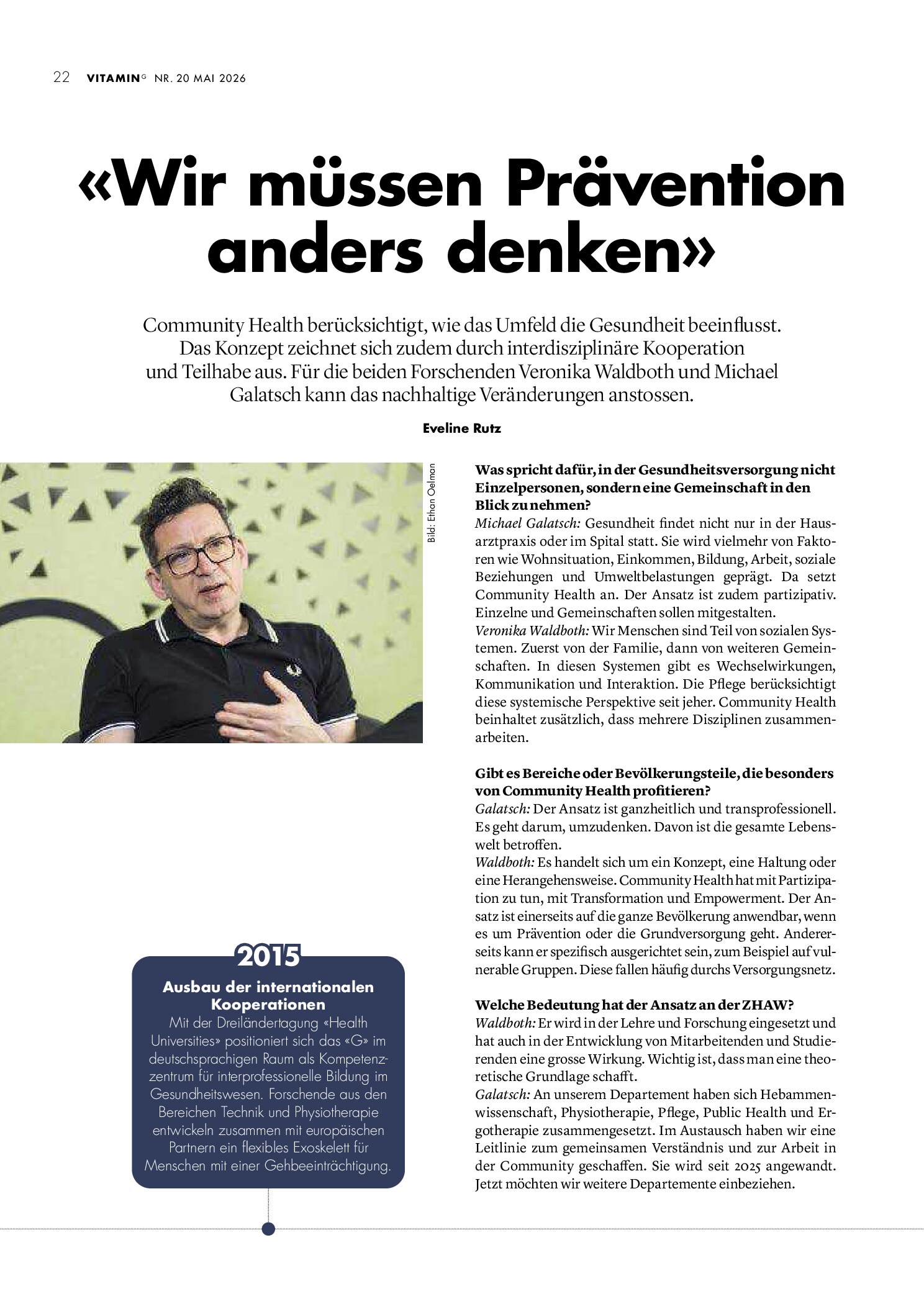 Vorschauseite 1: «Wir müssen Prävention anders denken»