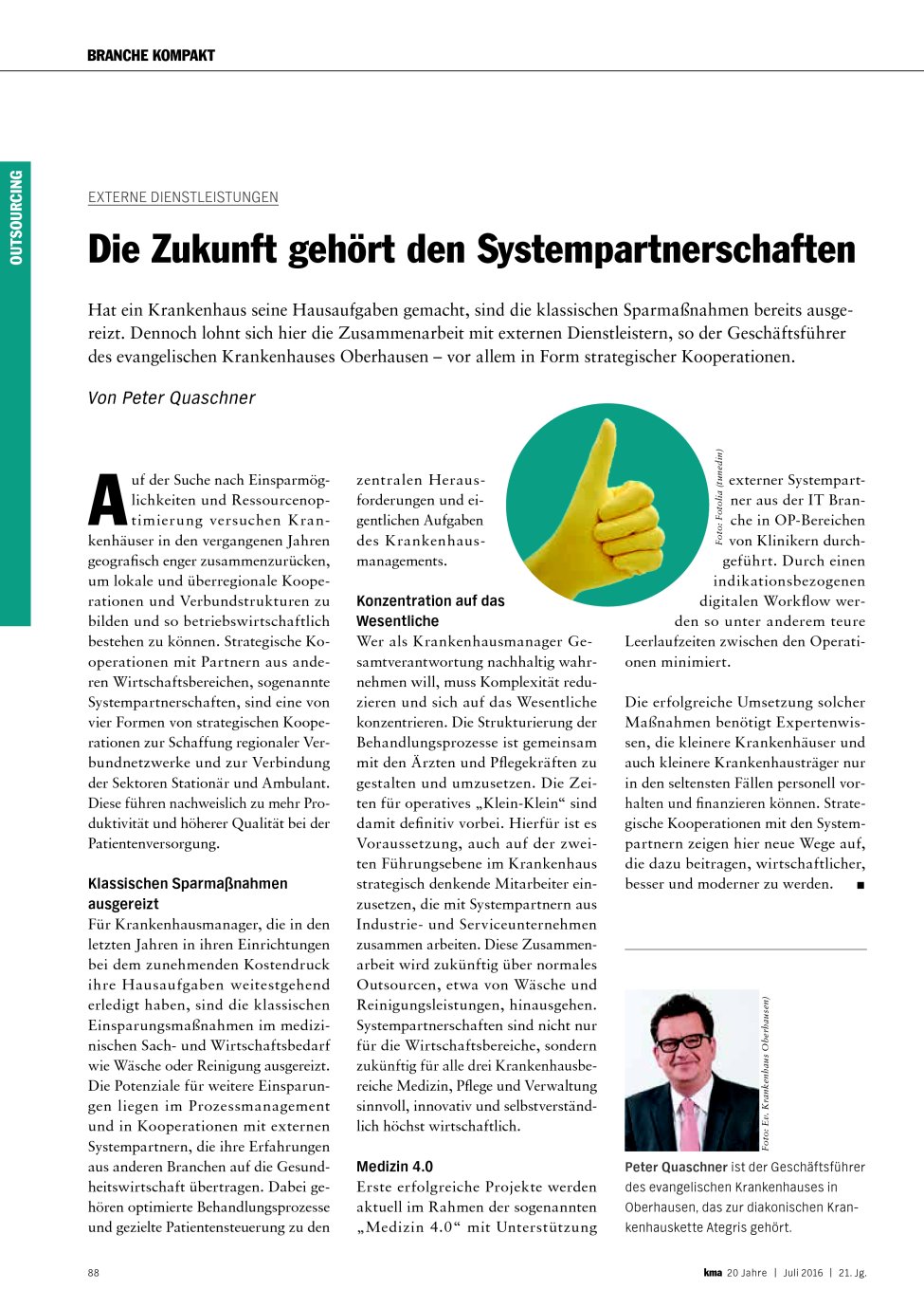 Vorschauseite 1: Externe Dienstleistungen: Die Zukunft gehört den Systempartnerschaften