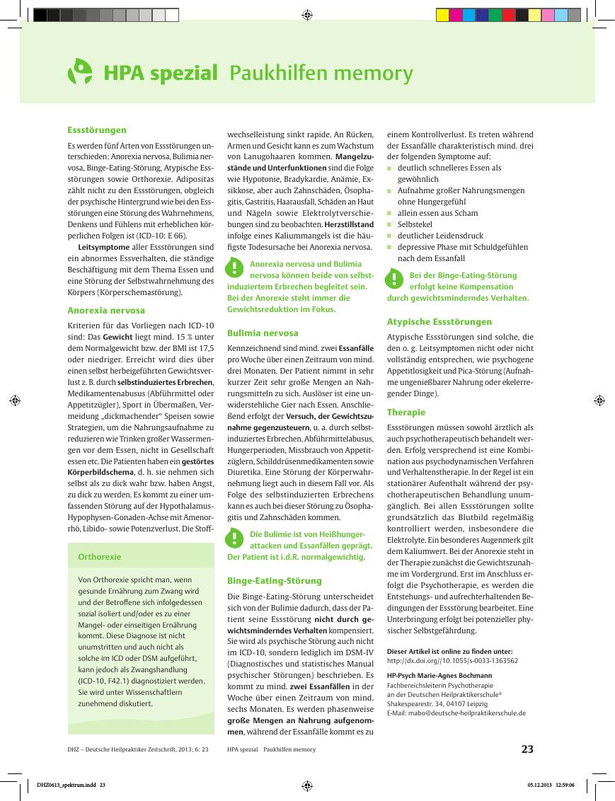 Vorschauseite 1: HPA Paukhilfen memory