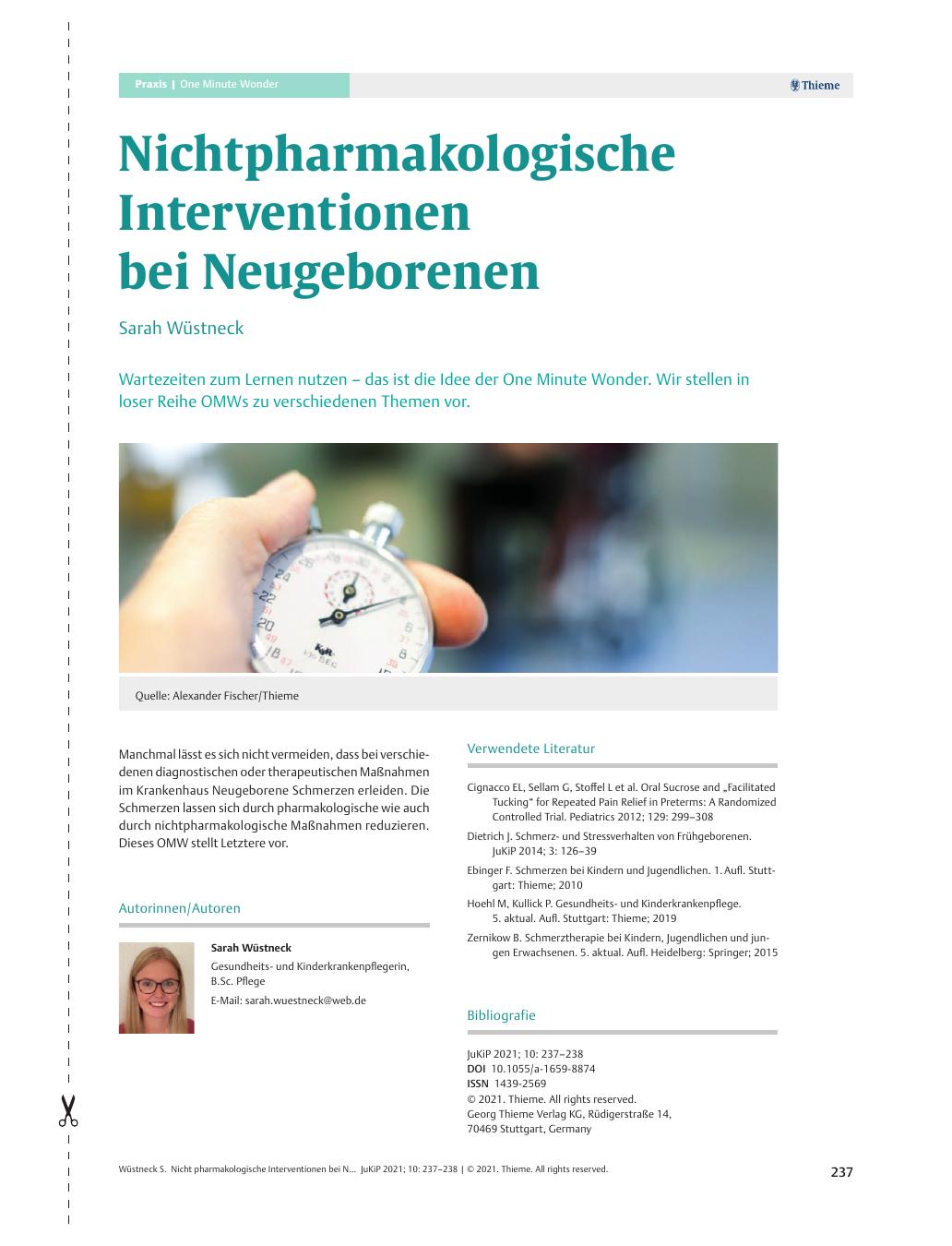 Vorschauseite 1: Nichtpharmakologische Interventionen bei Neugeborenen