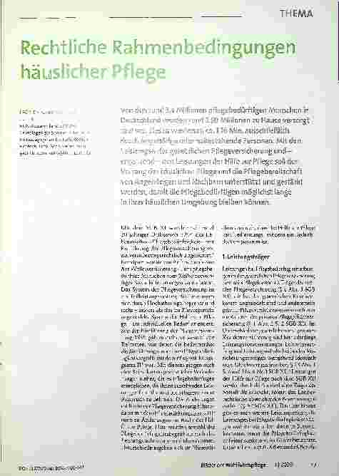 Vorschauseite 1: Rechtliche Rahmenbedingungen häuslicher Pflege