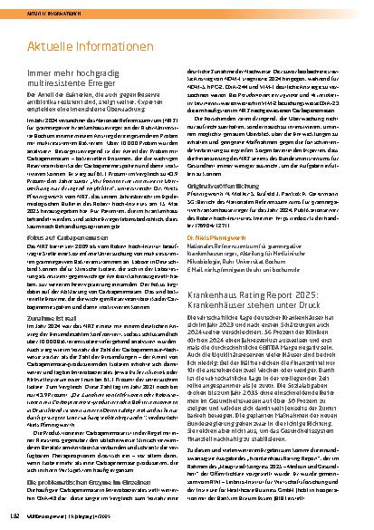 Vorschauseite 1: Aktuelle Informationen Immer mehr hochgradig multiresistente Erreger