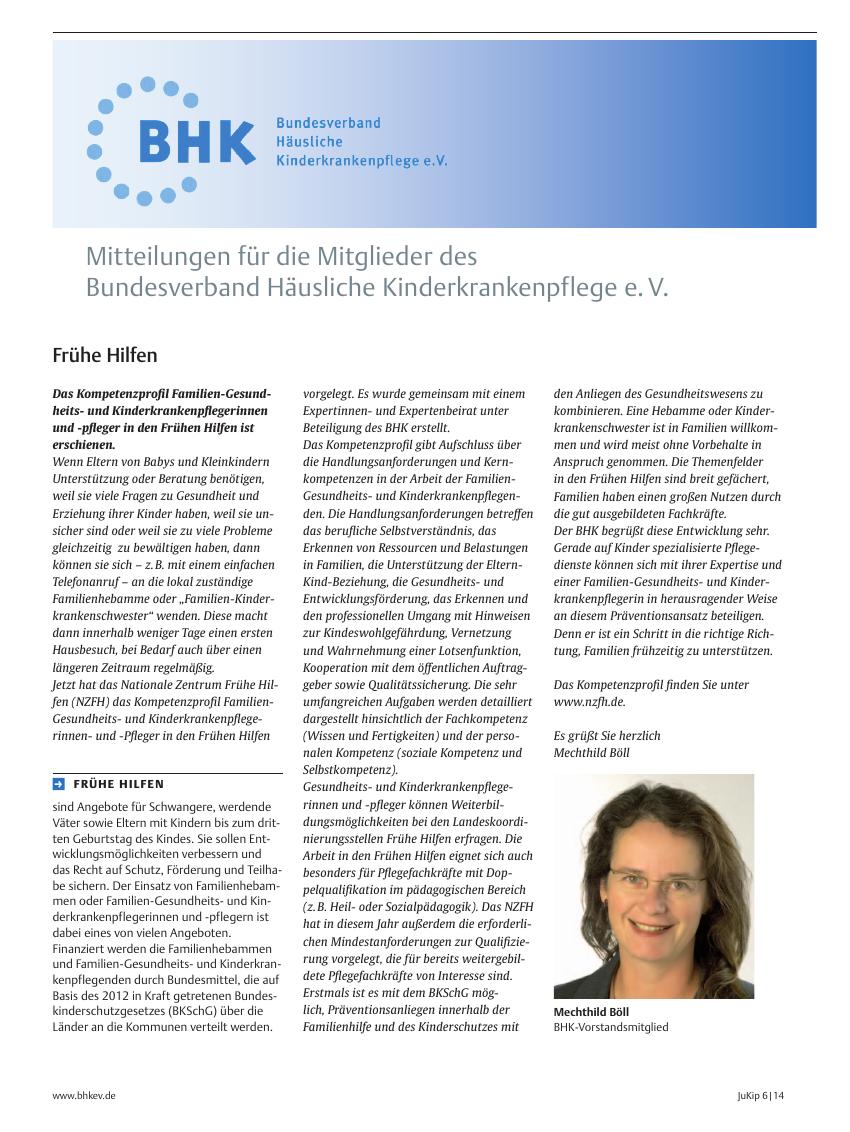 Vorschauseite 1: Mitteilungen für die Mitglieder des Bundesverband Häusliche Kinderkrankenpflege e. V.