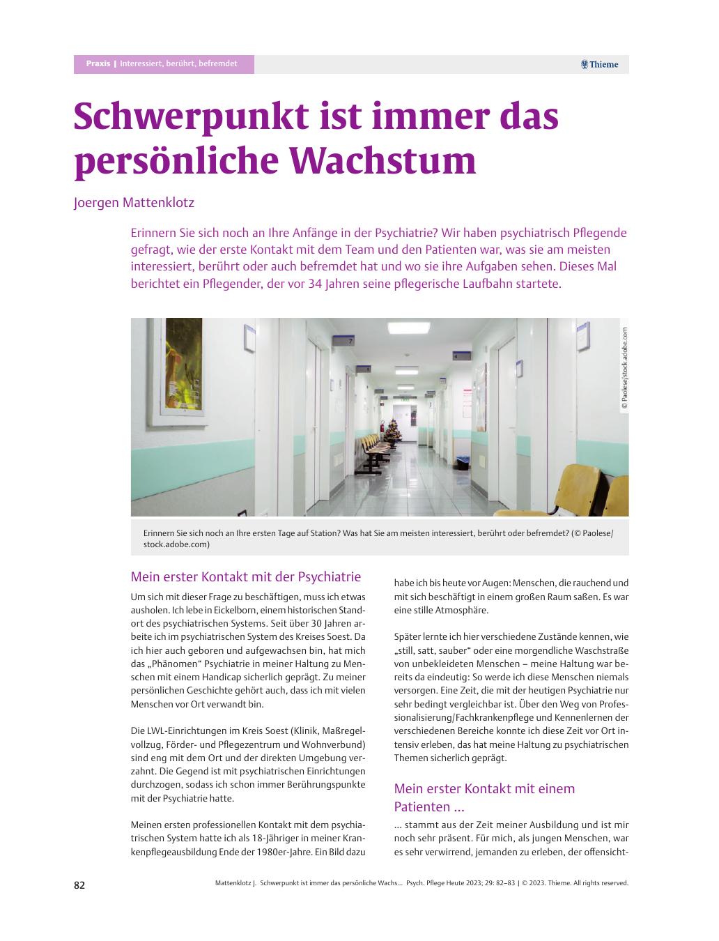 Vorschauseite 1: Schwerpunkt ist immer das persönliche Wachstum.