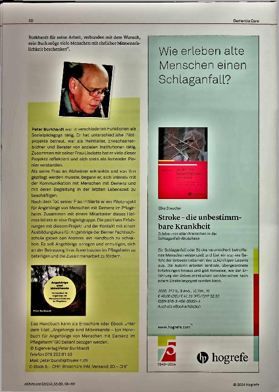 Vorschauseite 3: Pilotprojekt „Miteinander“ Ein Bericht über gelingende Zusammenarbeit zwischen Pflegeheim und Angehörigen