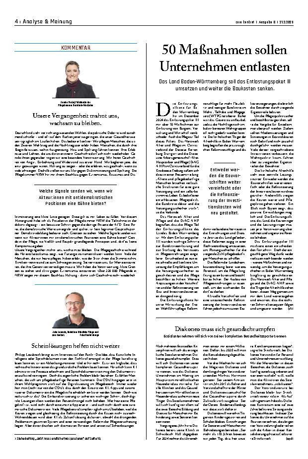 Vorschauseite 1: 50 Maßnahmen sollen Unternehmen entlasten