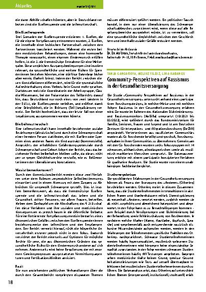Vorschauseite 1: Community-Perspektiven auf Rassismus in der Gesundheitsversorgung