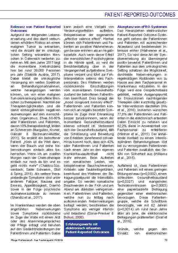Vorschauseite 2: Das Heranziehen elektronisch erfasster Patient-Reported Outcomes im onkologischen Setting