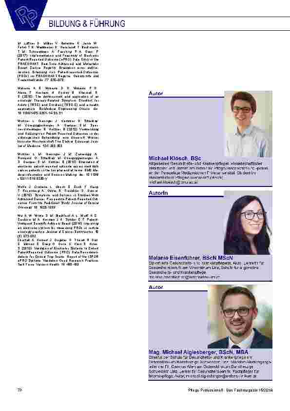Vorschauseite 5: Das Heranziehen elektronisch erfasster Patient-Reported Outcomes im onkologischen Setting