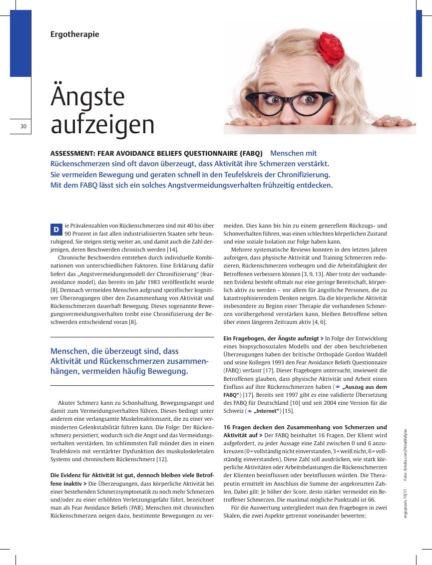 Vorschauseite 1: Assessment: Fear Avoidance Beliefs Questionnaire (FABQ) ? Ängste aufzeigen