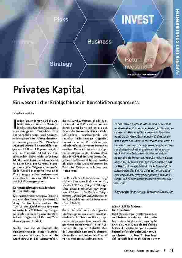 Vorschauseite 1: Privates Kapital: Ein wesentlicher Erfolgsfaktor im Konsolidierungsprozess.