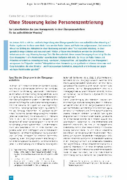 Vorschauseite 1: Ohne Steuerung keine Personenzentrierung. Zur Lotsenfunktion des Case Managements in einer Übergangswohnform für das außerklinische Weaning.