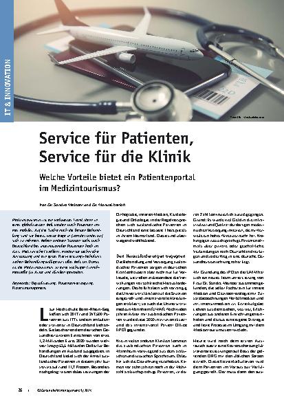 Vorschauseite 1: Service für Patienten, Service für die Klinik. Welche Vorteile bietet ein Patientenportal im Medizintourismus?