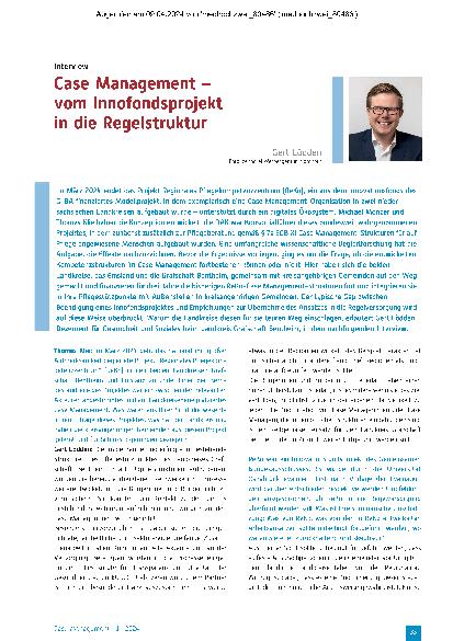 Vorschauseite 1: Case Management – vom Innovationsfondsprojekt in die Regelstruktur