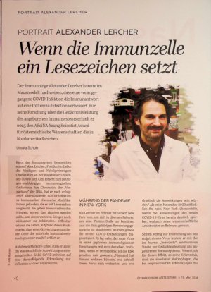 Vorschauseite 1: Portrait Alexander lercher Wenn die Immunzelle ein Lesezeichen setzt