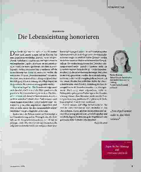 Vorschauseite 1: Grundrente: Die Lebensleistung honorieren