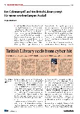 Vorschauseite 1: Ein Cyberangriff auf die British Library sorgt für einen wochenlangen Ausfall.